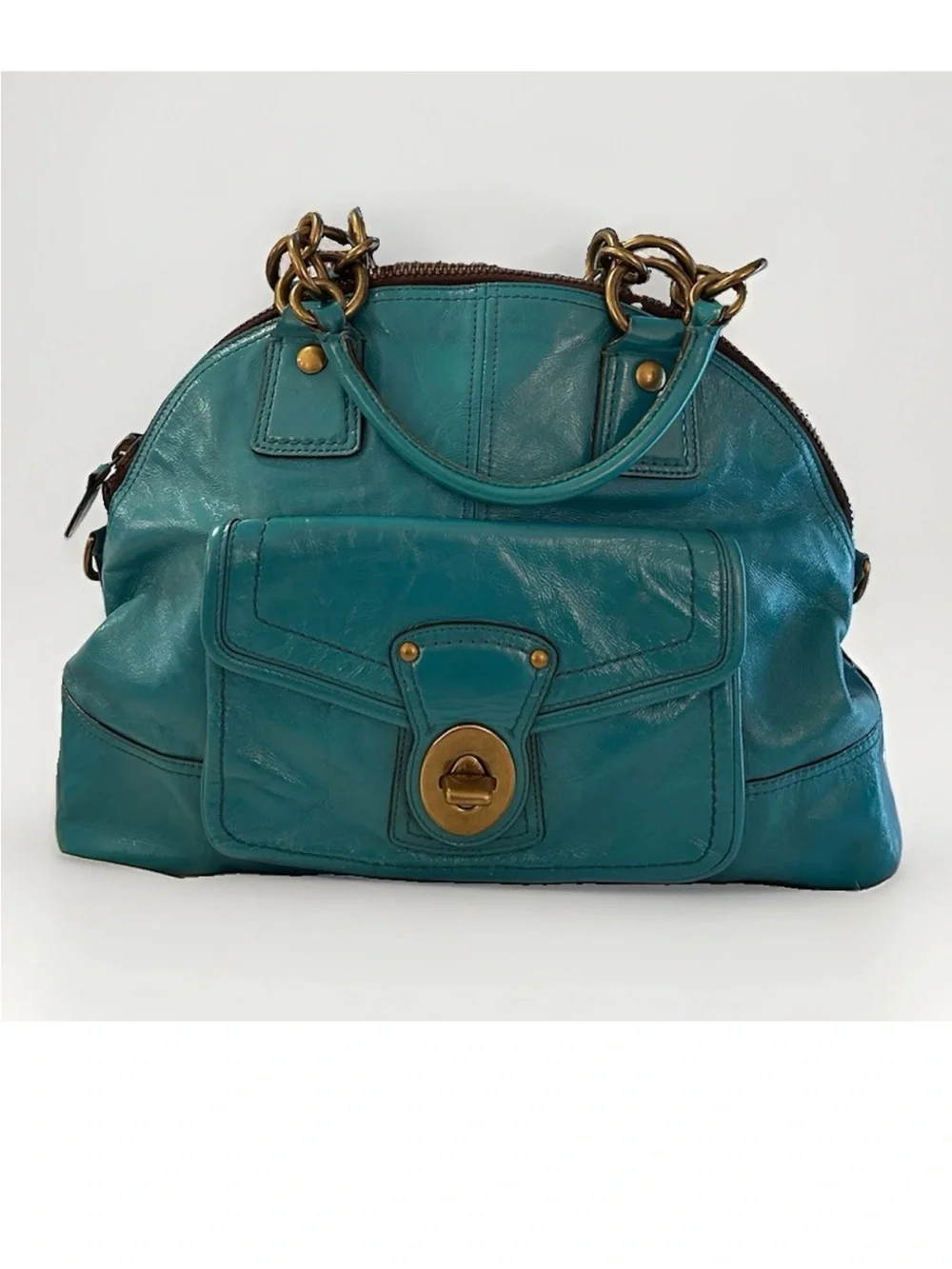 Coach Legacy Francine Satchel, Wallet Set, Turquoise Patent Leather Ltd. Ed 2008